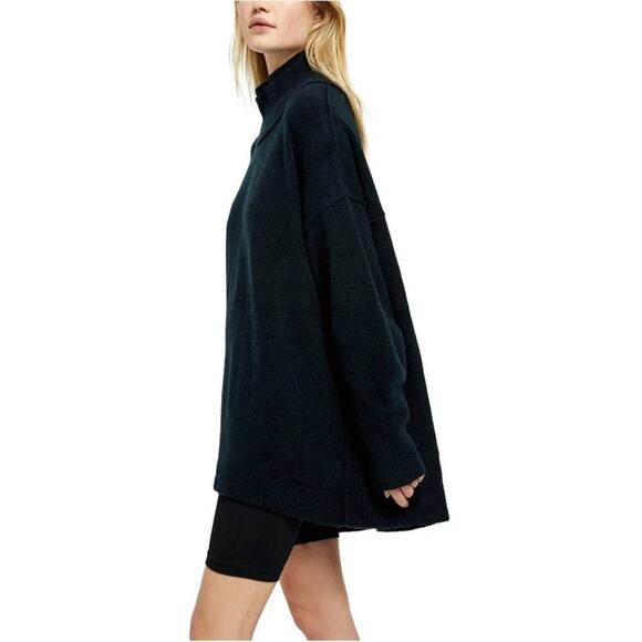 Free People Womens Wool Afterglow Mock Neck Oversized Sweater in Black Size XS - Picture 2 of 11
